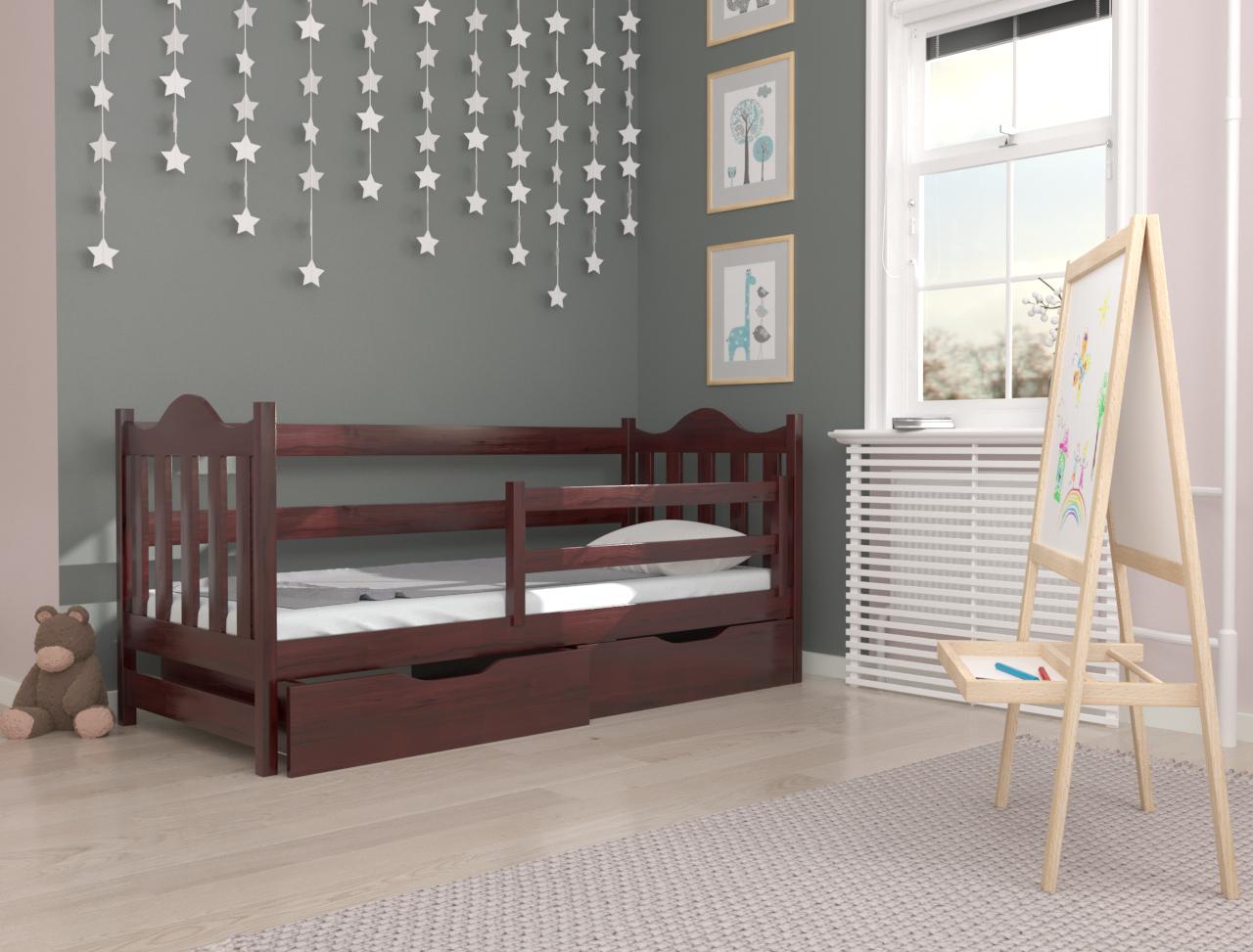 Кровать в детскую односпальная Luna mebli Аврора с бортиком/ящиками 90x200 см Палисандр (38574)