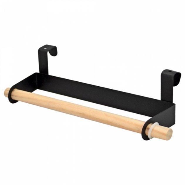 Держатель универсальный навесной Stenson металл и дерево 26х6,5 см Черный (TL00410M)
