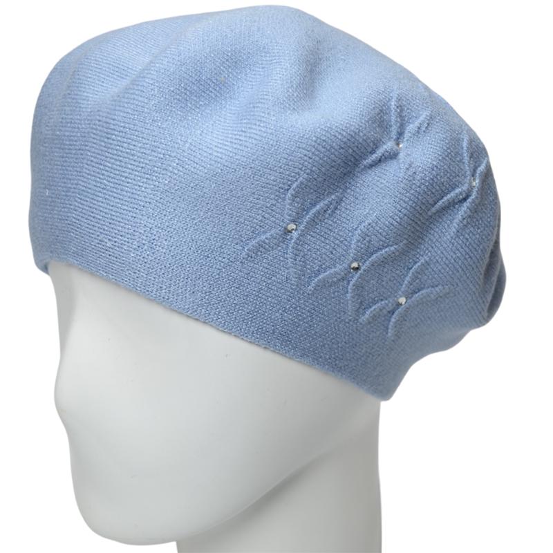 Берет женский из вискозной пряжи Novita Бинго L р. 57-58 Светлый джинс