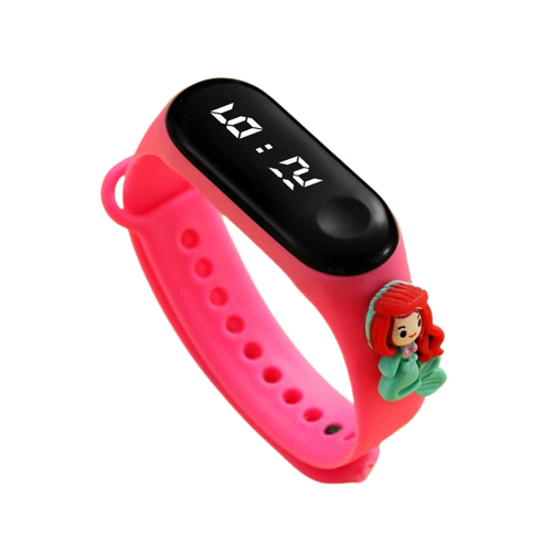 Часы электронные детские сенсорные с 3D браслетом Ариэль водонепроницаемые Розовый (1000076)