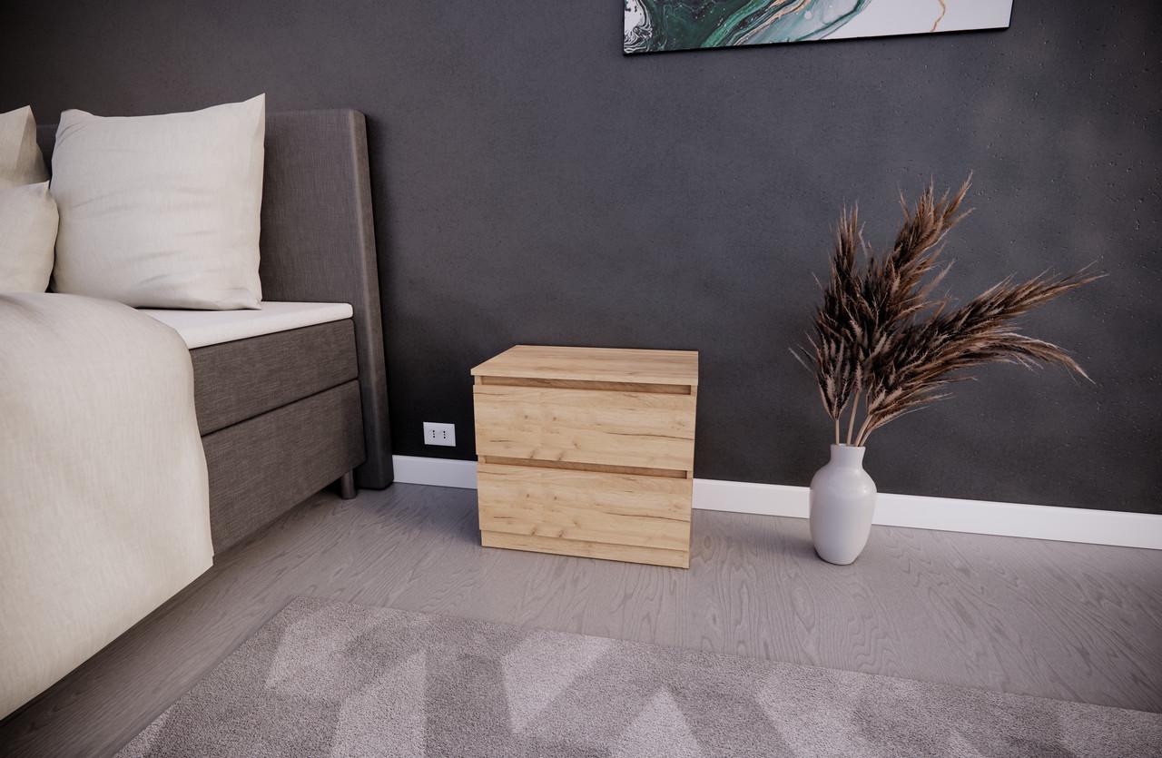 Тумба приліжкова MEBEX на 2 шухляди 60х40х54,4 см Дуб Крафт (VS2B600DC) - фото 2 Тумба приліжкова MEBEX на 2 шухляди 60х40х54,4 см Дуб Крафт (VS2B600DC) - фото 2