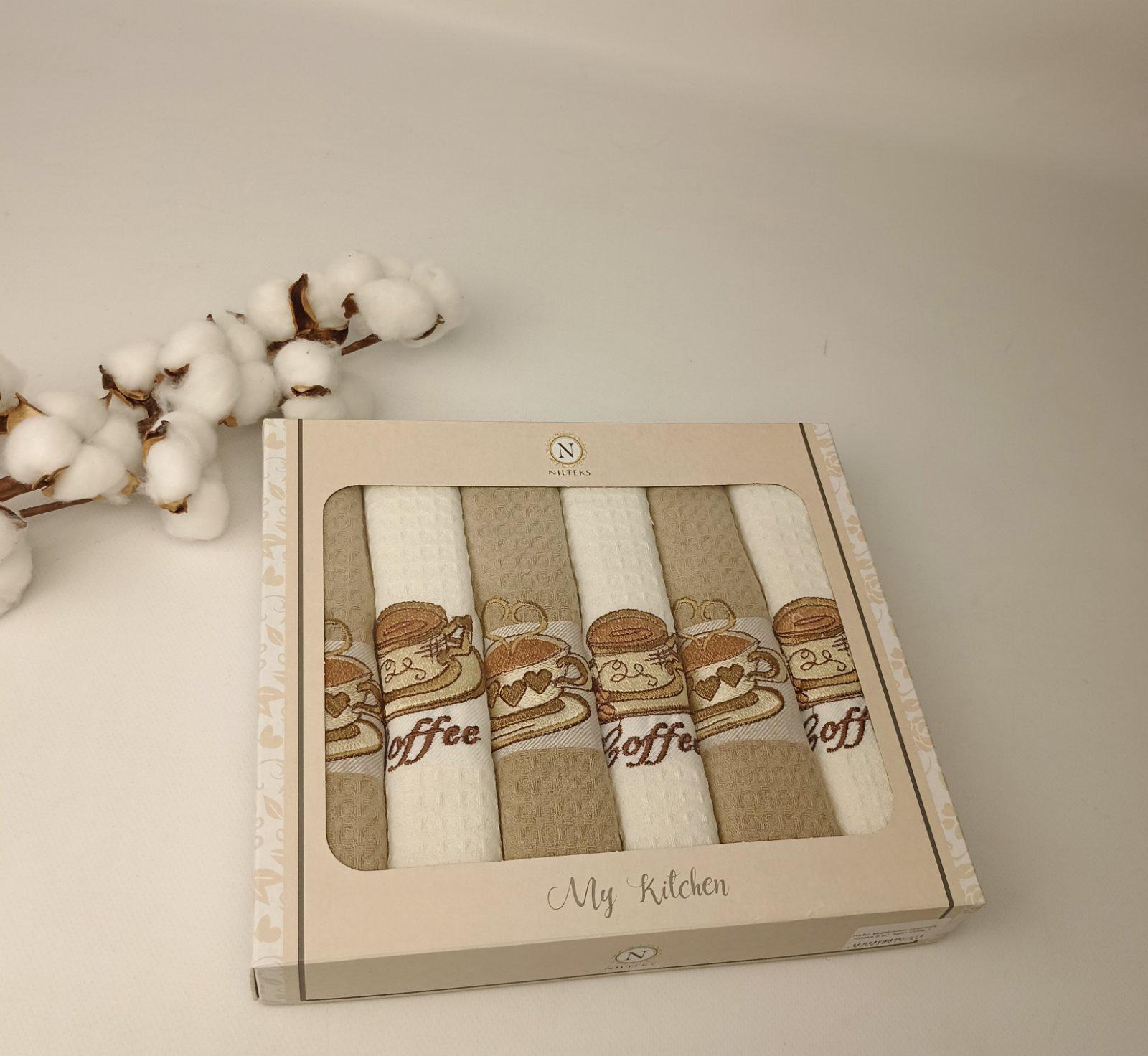 Набір вафельних рушників Nilteks Satin Coffe 1 6 шт. (CN37592)