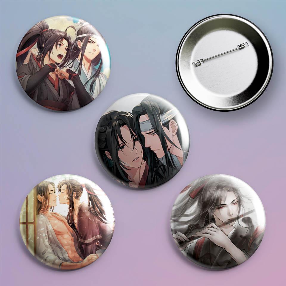 Значки на рюкзак с принтом аниме Магистр Дьявольского Культа Mo Dao Zu Shi 4 шт.