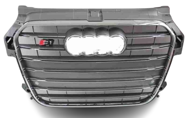 Передняя решетка S-style 2010-2014 с хромом GT Tuning для Audi A1 2010-2018 ABS Серый