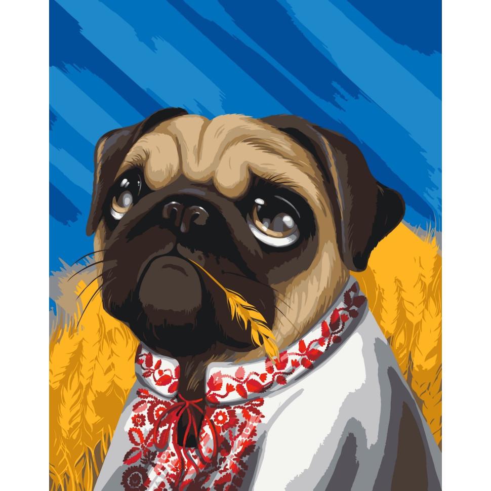 Картина за номерами ART CRAFT Мопс у вишиванц Pollypop92 11511-AC 40x50 см (RLT33774)