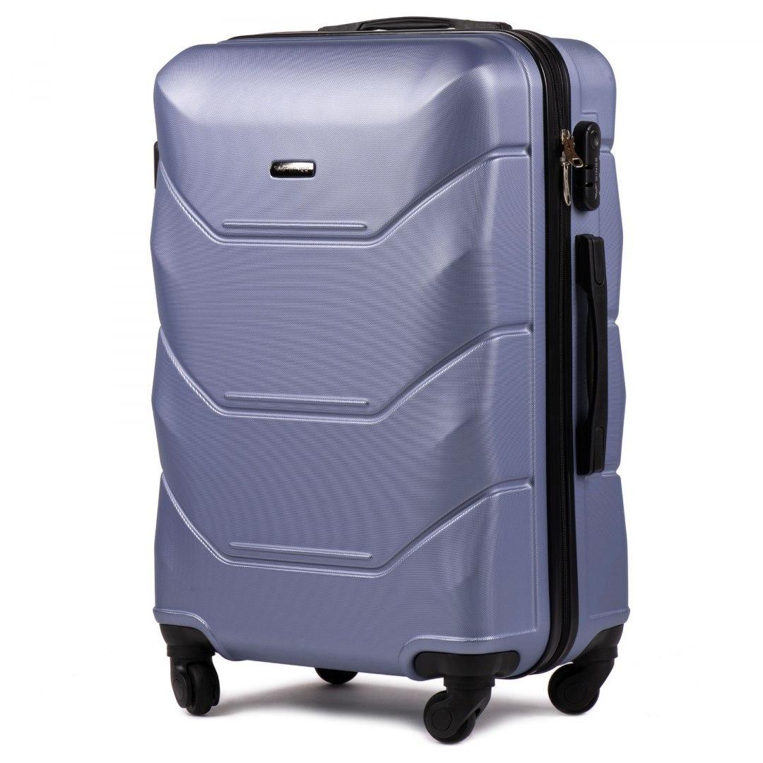 Чемодан большой Wings 147 L 27" на 4 колесах АБС-пластик 73х48х29 см 90 л Серебристо-фиолетовый