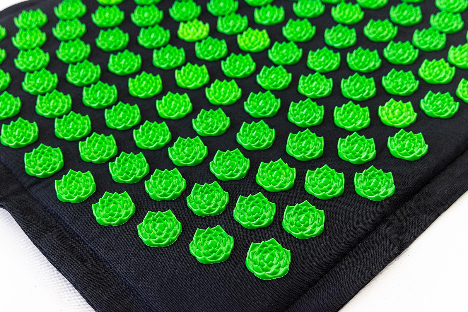 Массажный коврик OSPORT Аппликатор Кузнецова и массажная подушка apl-020 Lotus Mat Eco Черно-салатовый - фото 3
