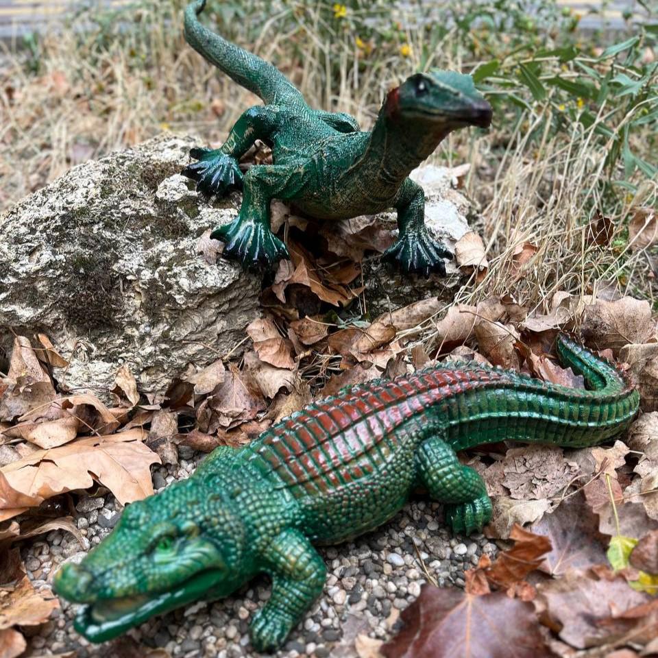 Комплект садових фігур Алігатор 9x15x43 см та Варан 53x20x19 см
