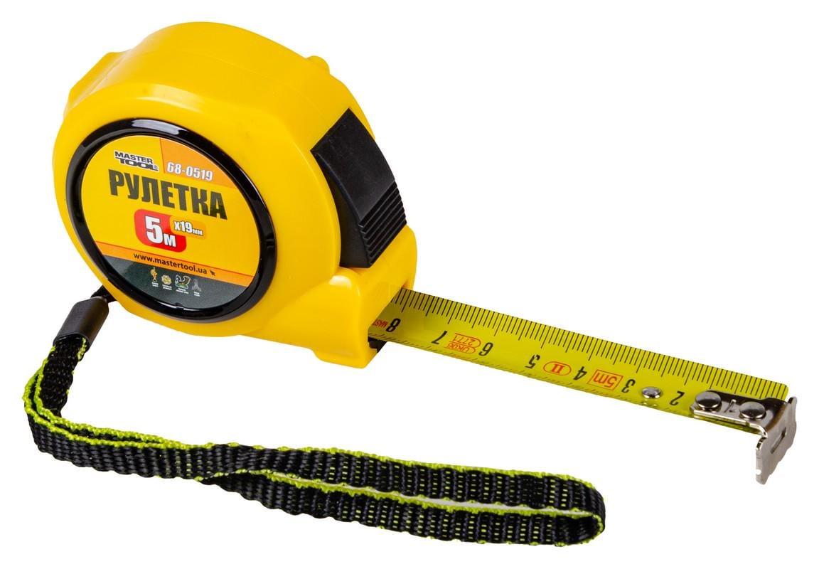 Рулетка MasterTool 5 мx19 мм автоматический фиксатор холста (68-0519)