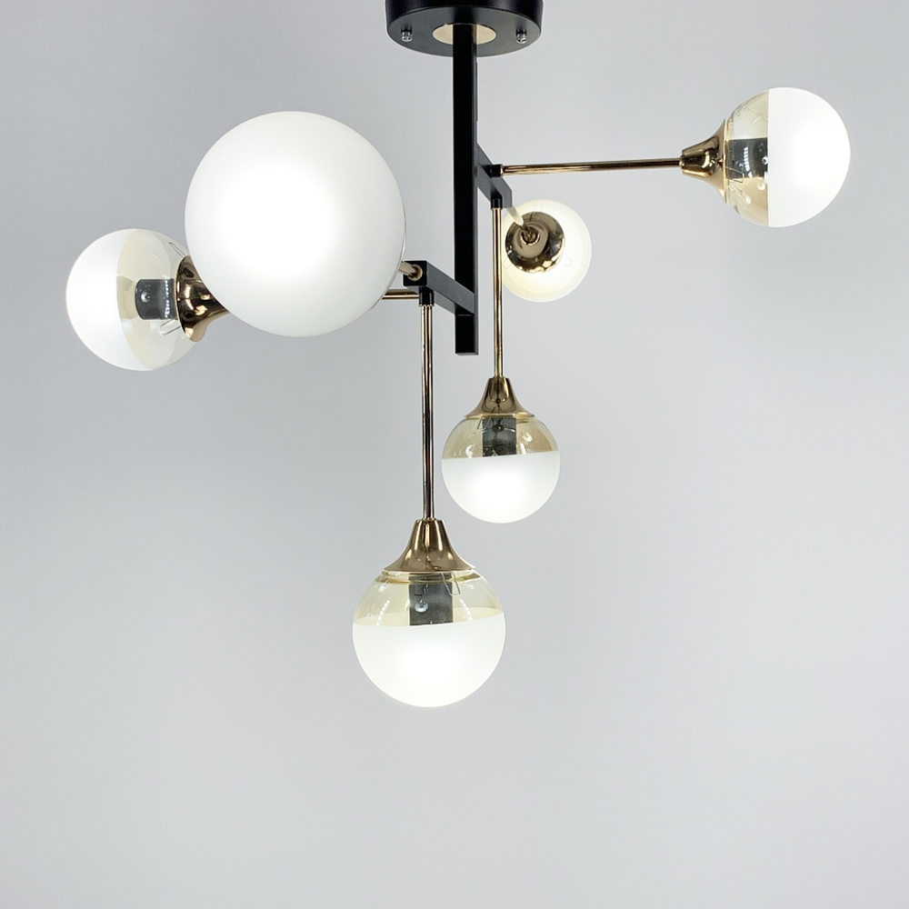 Люстра геометрическая на 6 ламп Черный (907) - фото 1