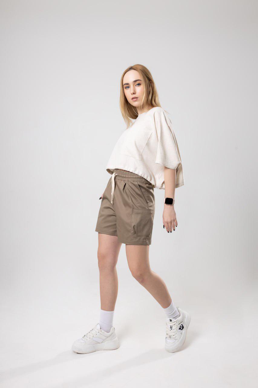 Шорти для дівчинки NEWGEN Дербі 122 см Темно-бежевий (24Ш19-074ш) - фото 2 Шорти для дівчинки NEWGEN Дербі 122 см Темно-бежевий (24Ш19-074ш) - фото 2