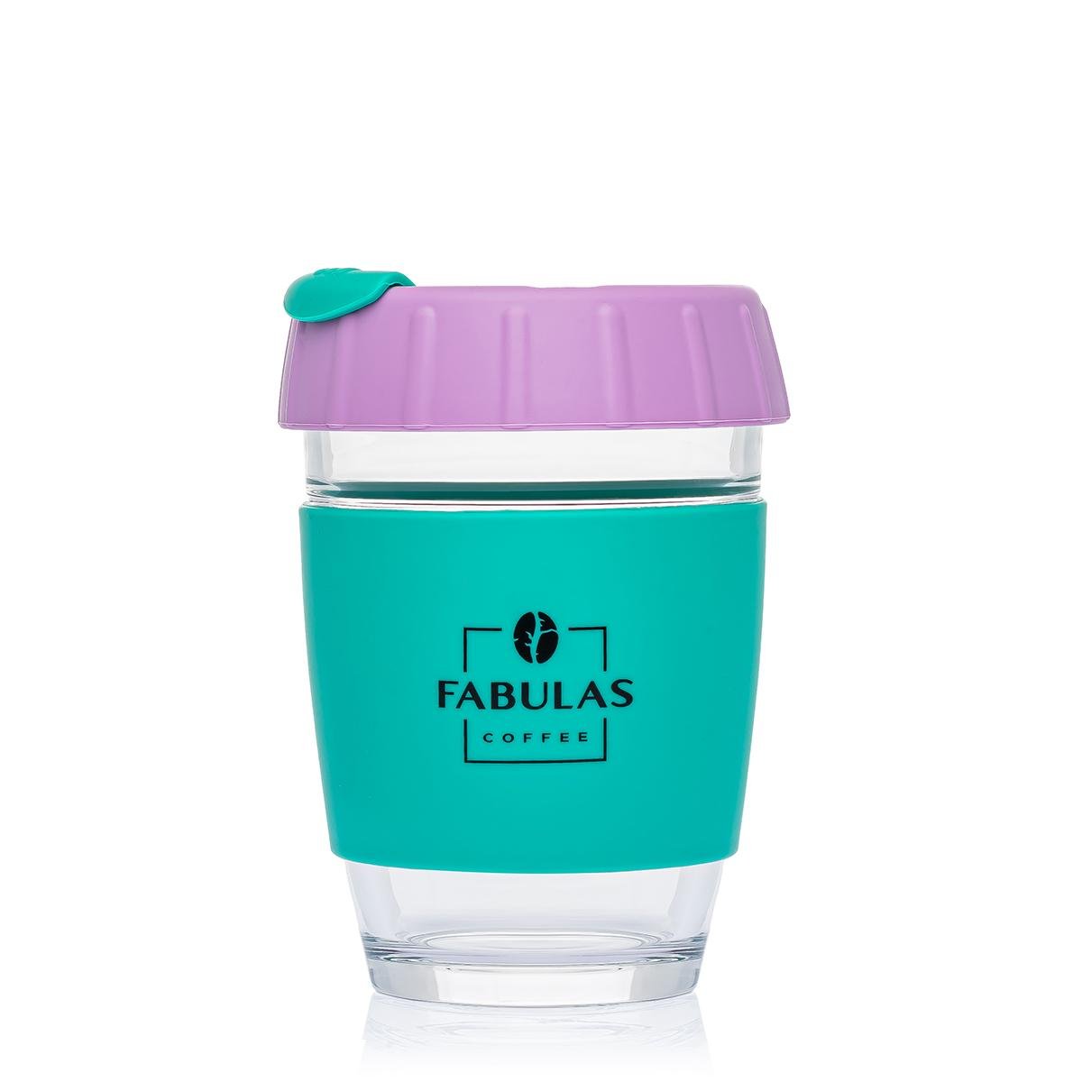 Чашка Fabulas с крышкой Glass/Silicone 340 мл Розовый/Зеленый (3185)