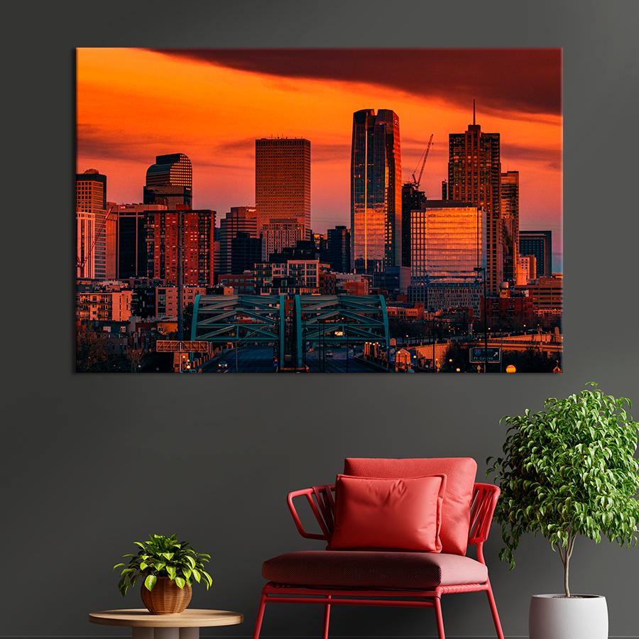 Картина город Небоскрёбы Нью-Йорка 120x80 см (A629-1)