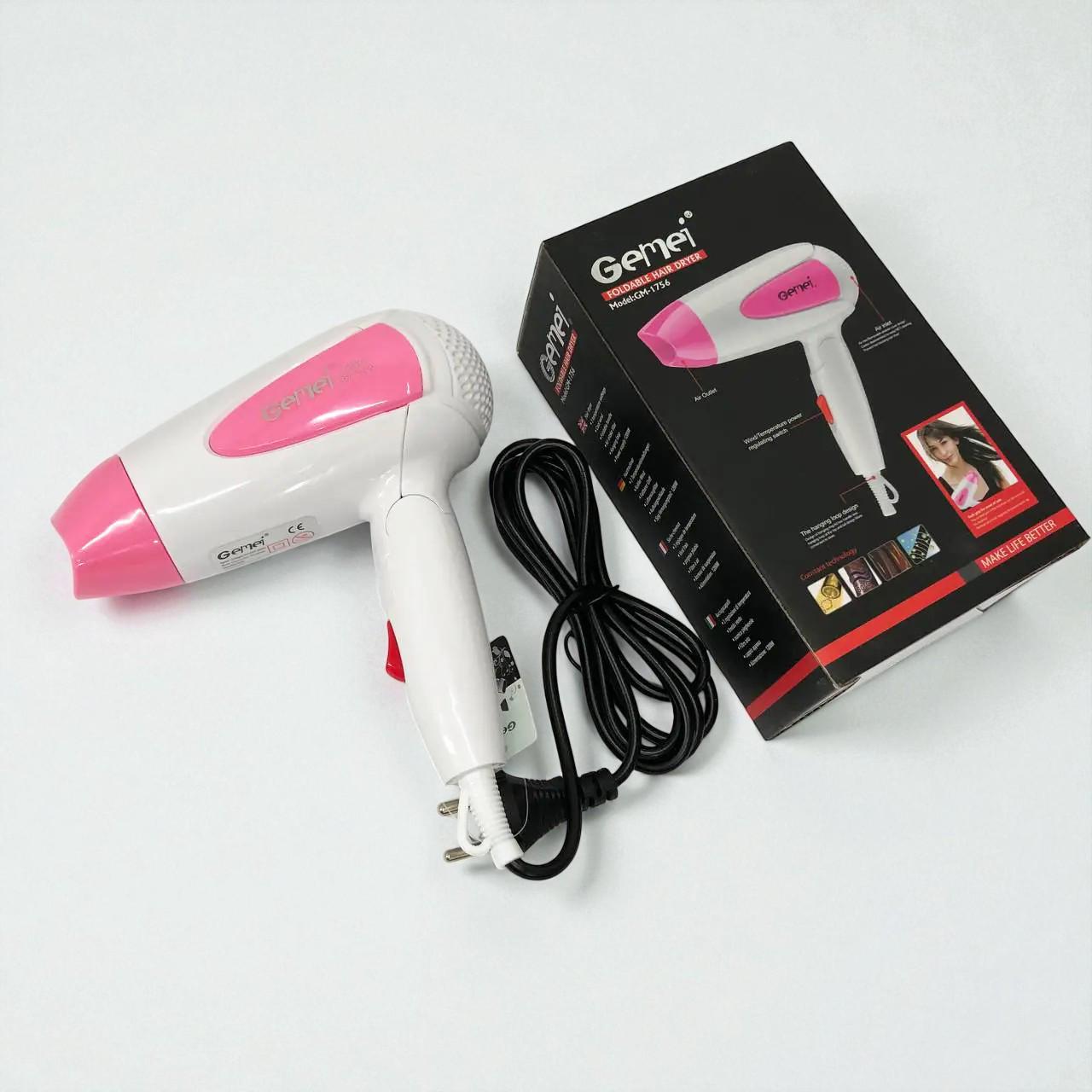 Фен дорожный Gemei GM-1756 1200 Вт складной с концентратором (ML-05271) - фото 4