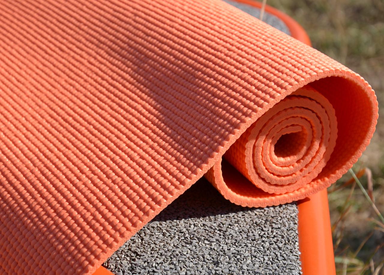 Коврик для йоги и фитнеса Power System PS-4014 PVC Fitness Yoga Mat Orange 173х61х0,6 см (15272641) - фото 8