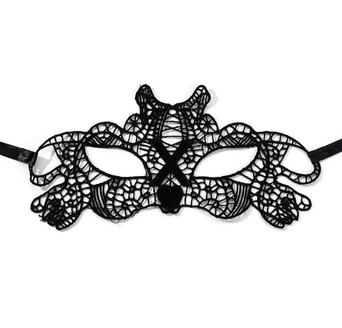 Маска маскарадная из кружева One size Черный (315160/1)