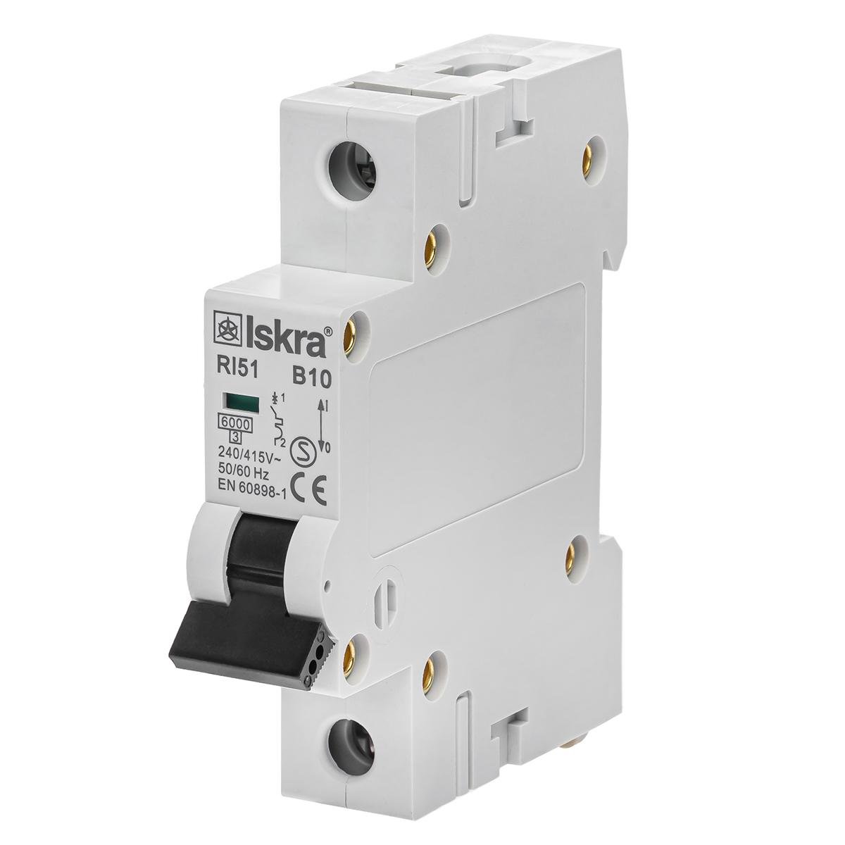 Автоматический выключатель 10A 1P 6kА B ISKRA RI51B10A (786091007000)