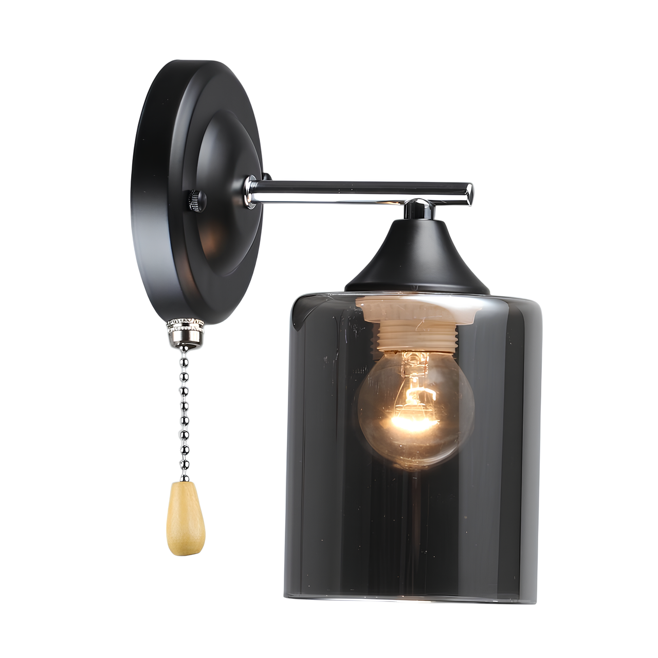 Бра Valeso с металлическим каркасом под одну лампу Е27 Черный/Хром (B K2301/1W)