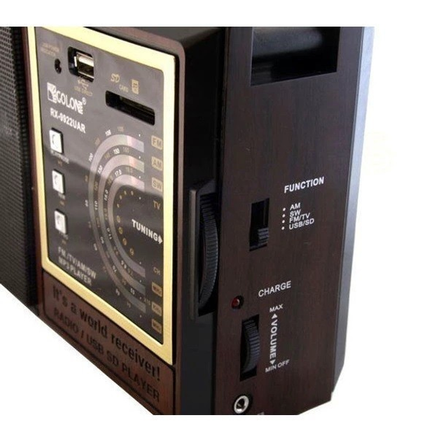 Радиоприемник аккумуляторный Golon RX-9922 USB/AUX FM/AM/SW Коричневый (ML-04748) - фото 2 Радиоприемник аккумуляторный Golon RX-9922 USB/AUX FM/AM/SW Коричневый (ML-04748) - фото 2