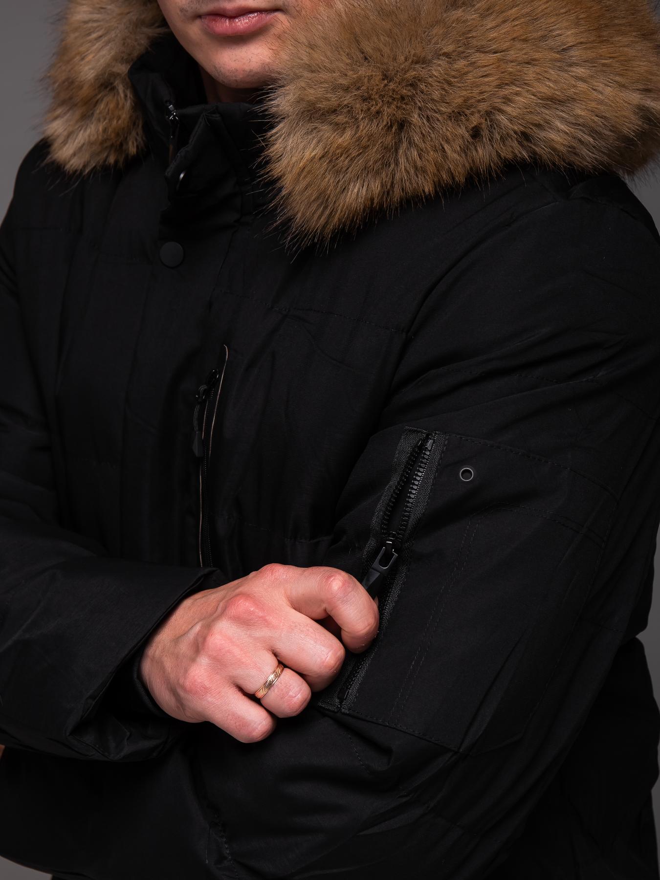 Куртка чоловіча зимова з хутром на капюшоні до -25°С XXL Чорний (2445/3) - фото 9 Куртка чоловіча зимова з хутром на капюшоні до -25°С XXL Чорний (2445/3) - фото 9