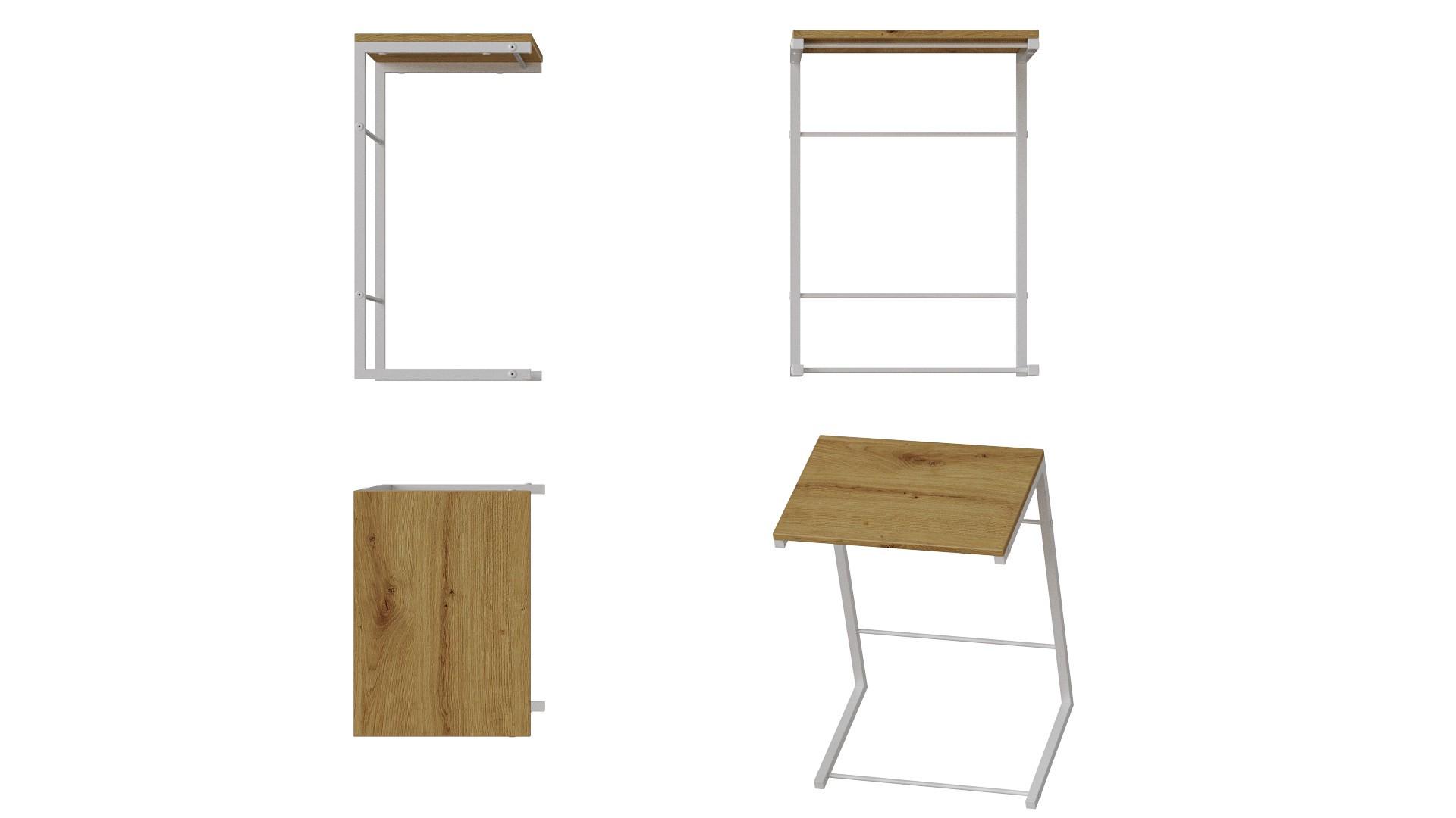 Столик Ferrum-decor Террі метал/ДСП 16 мм 650x440x330 мм Білий/Дуб Артізан (FRD-104660) - фото 4