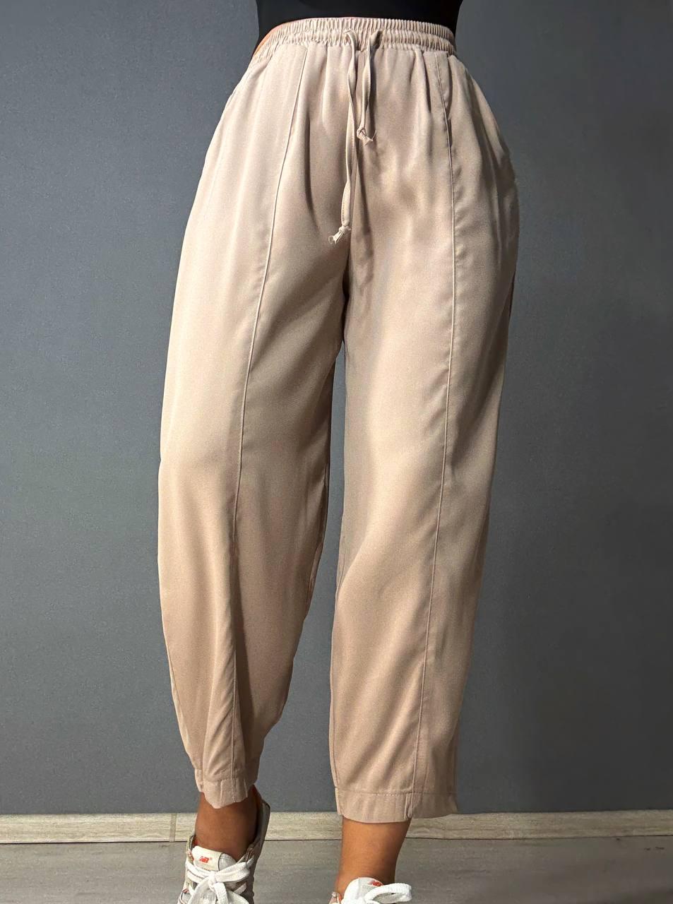 Брюки женские MIX RAY 4307 МОМ швы резинка и шнурок на талии L Капучино (2192)