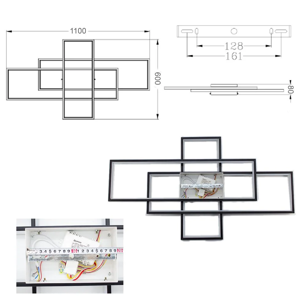 Люстра светодиодная ESLLSE SVEN 3S с пультом 125 Вт 1100x600x80 мм Черно-белый (10554) - фото 8 Люстра светодиодная ESLLSE SVEN 3S с пультом 125 Вт 1100x600x80 мм Черно-белый (10554) - фото 8