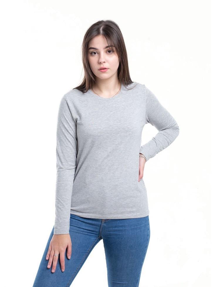 Футболка жіноча однотонна довгий рукав НатаЛюкс 41-2358204503 M р. 46 Сірий-меланж (63330)