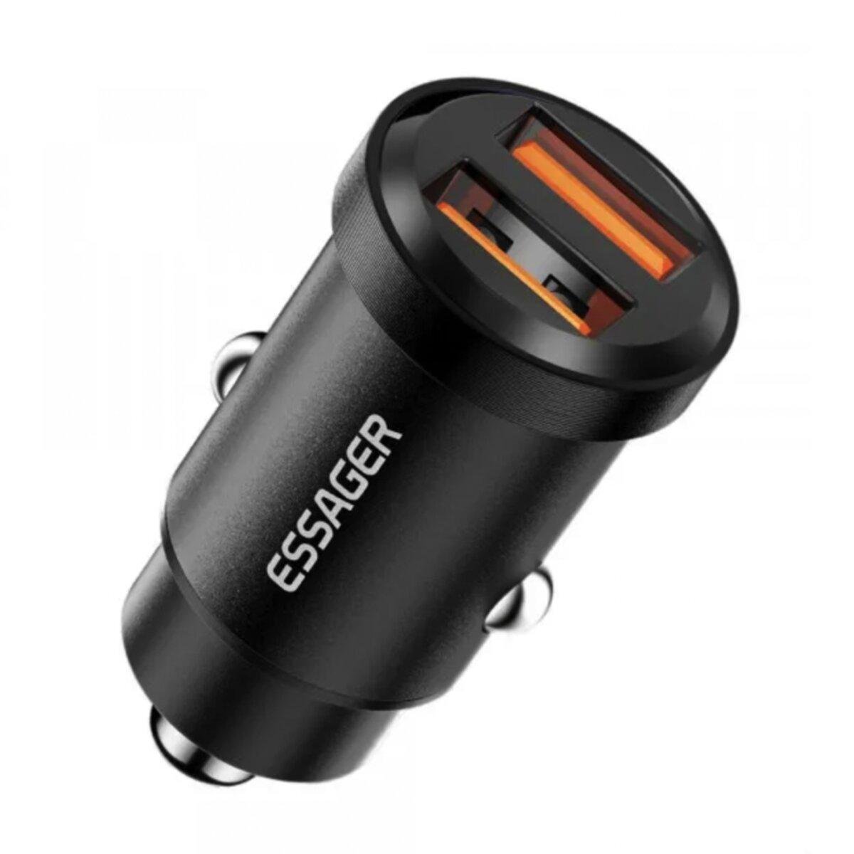 Зарядное устройство автомобильное Essager City Dual USB-A Car Charger 60W Black (ECC2C1A-FF01) - фото 1