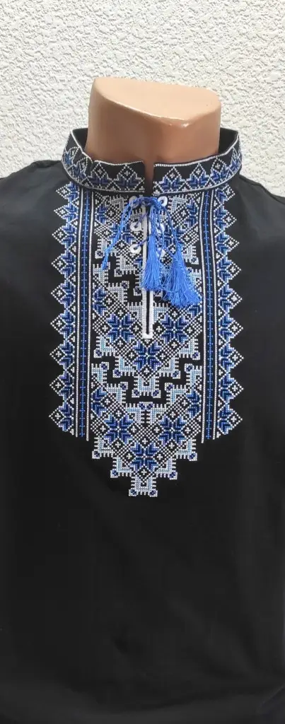 Футболка-вышиванка мужская XRMASTER Орнамент S Черный/Голубой (ФЧ-03) - фото 2