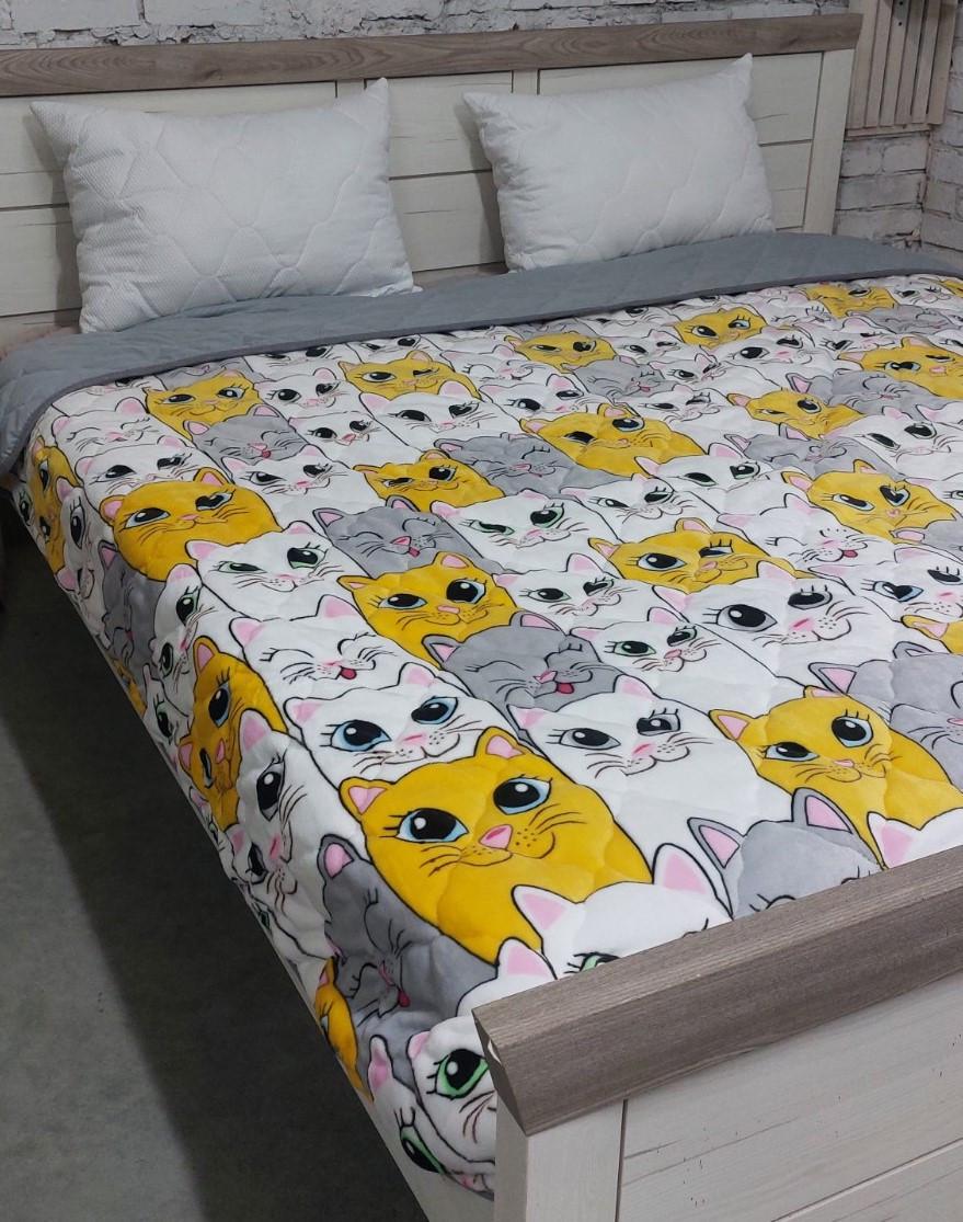 Покрывало стеганое двуспальное Коты (32408)