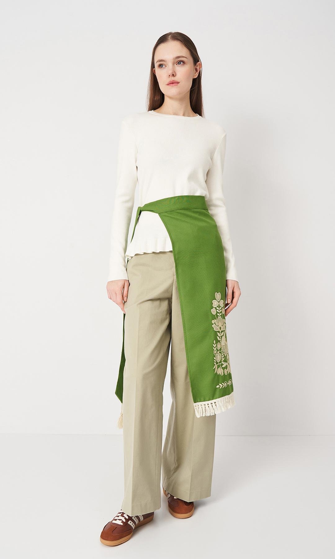 Фартушок жіночий з вишивкою Вишиваночка Зелений (0110-11.1)