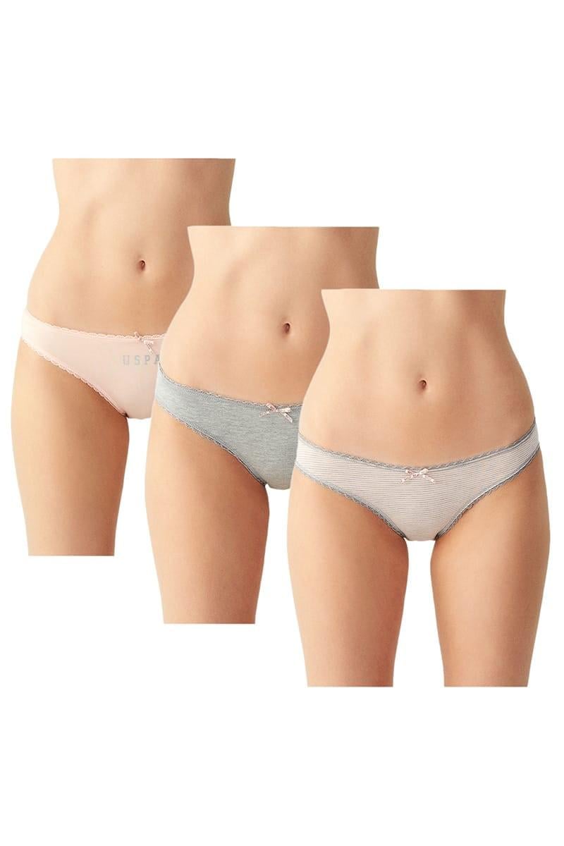 Трусики слип U.S. Polo ASSN р. 5/XL 3 шт. Розовый/Серый (67924)