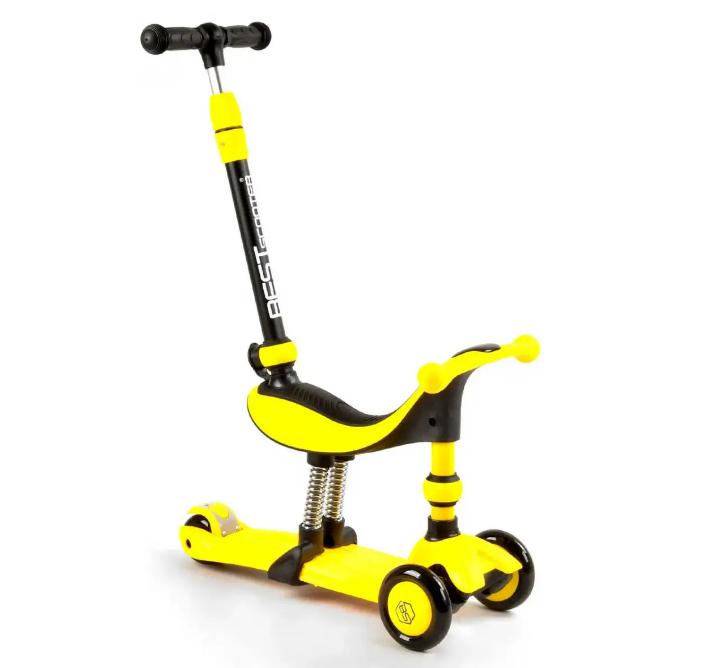 Самокат-биговел Best Scooter BS-38804 трехколесный PU 3в1 с родительской ручкой Желтый