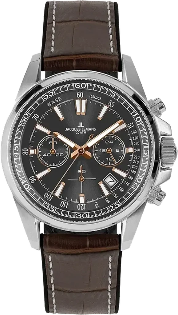 Наручные часы мужские Jacques Lemans Liverpool 1-2117W со стальным корпусом WR 200 м и черным циферблатом