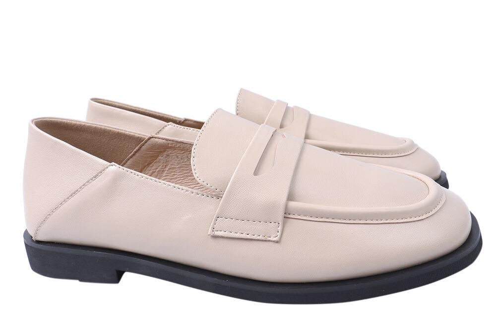 Туфлі жіночі Berkonty зі шкіри на низькому ходу р. 39 Бежевий (356-2DTC)