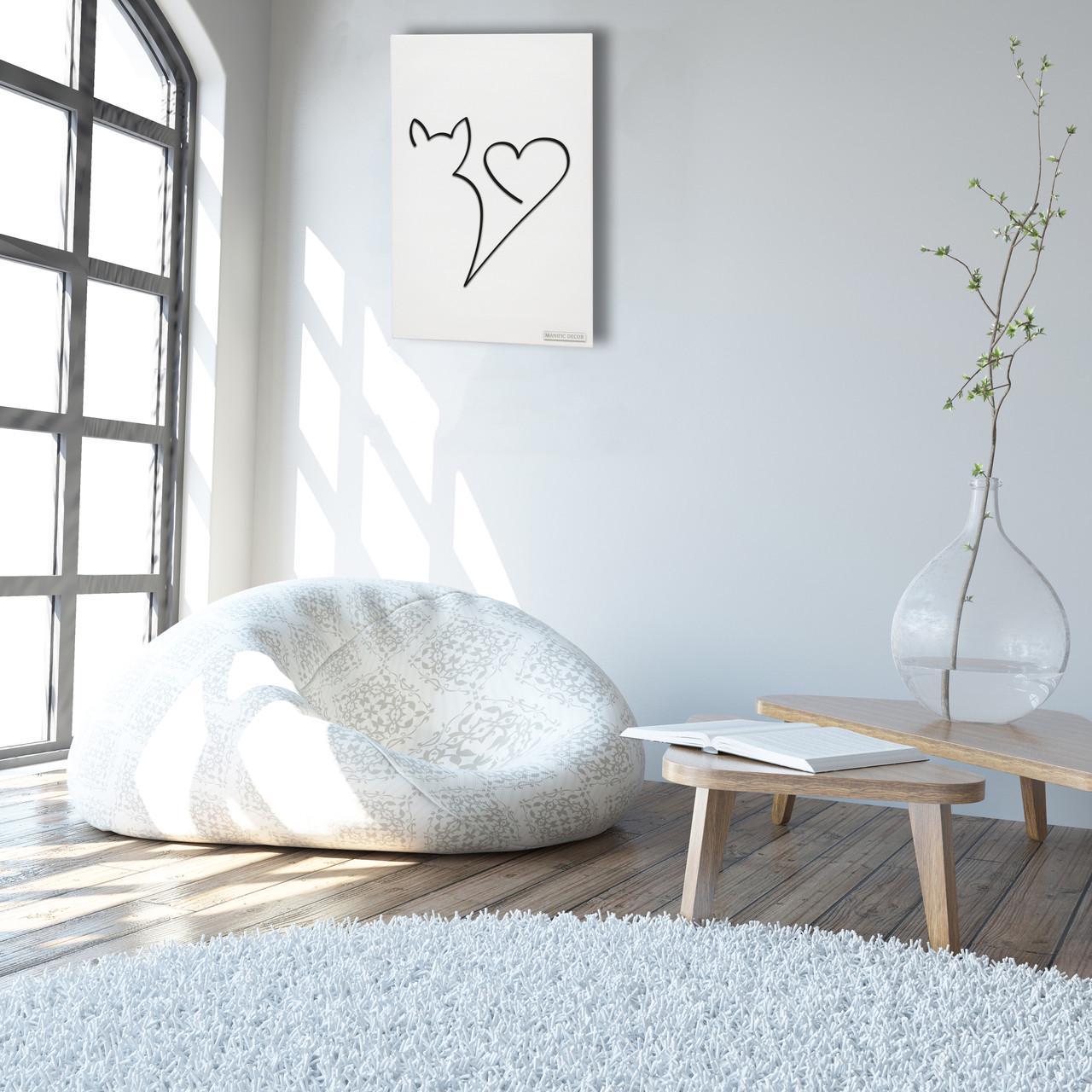 Картина інтер'єрна абстрактна Manific Decor Wall Art Cat of Love Кот Любові 40х60 см Чорний (1.017.4060) - фото 4