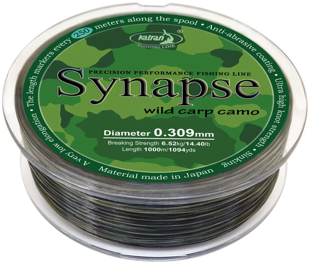 Леска карповая Katran Synapse Wild Carp Camo 0,309 мм 1000 м