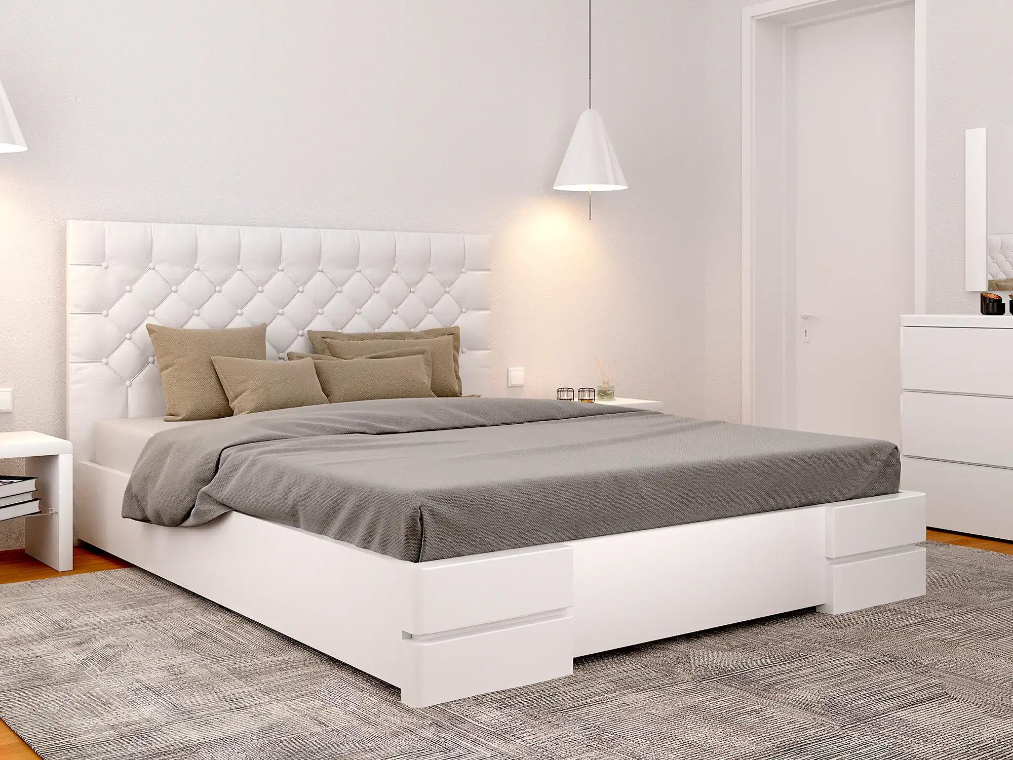 Кровать двуспальная Arbor Drev Камелия квадрат 160x200 см Белый (20477) Кровать двуспальная Arbor Drev Камелия квадрат 160x200 см Белый (20477)