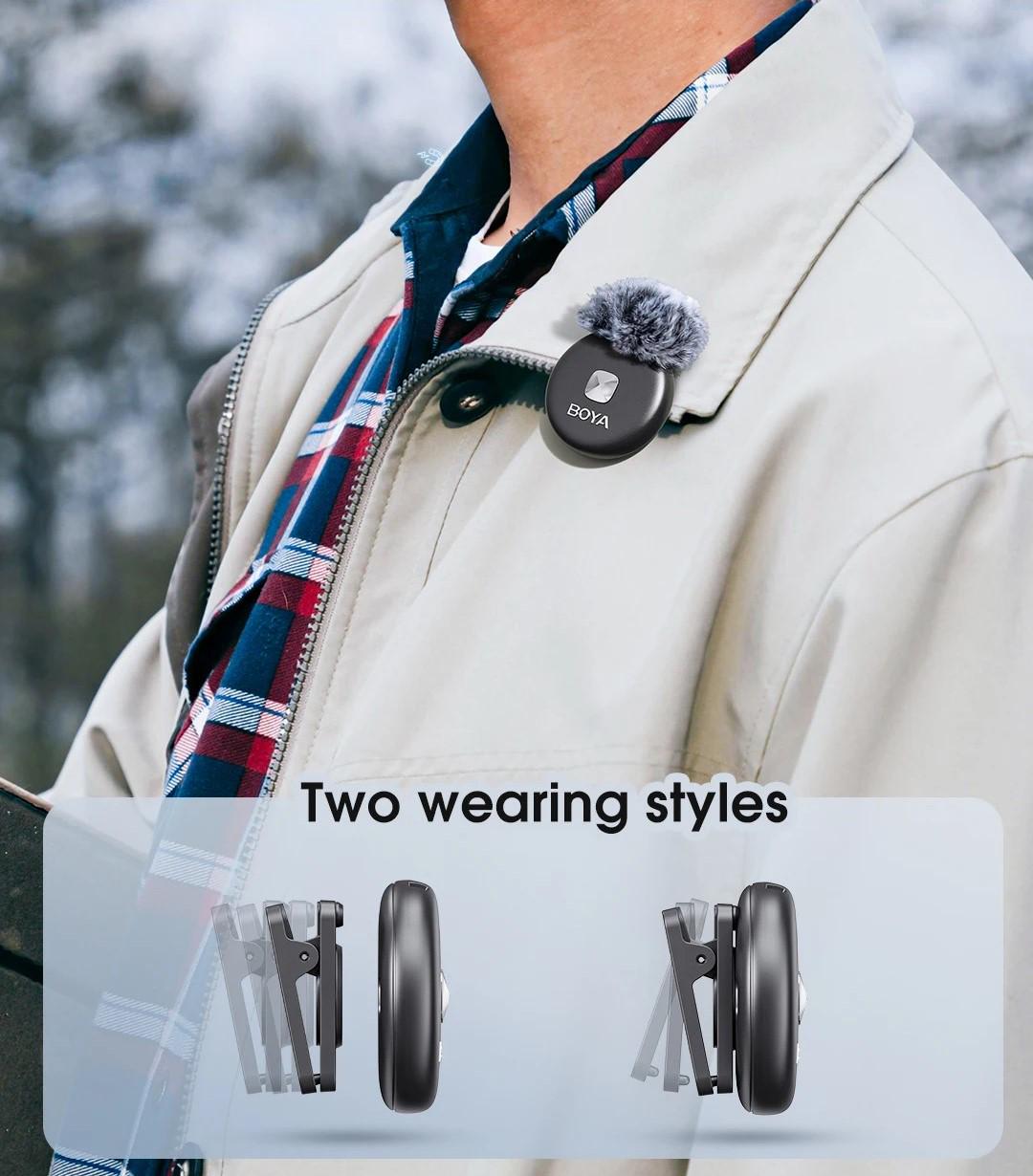 Мікрофон петличний Boya Omic-U black з зарядним кейсом для iPhone USB Type-C та Android професійний 2 шт. (50017) - фото 3