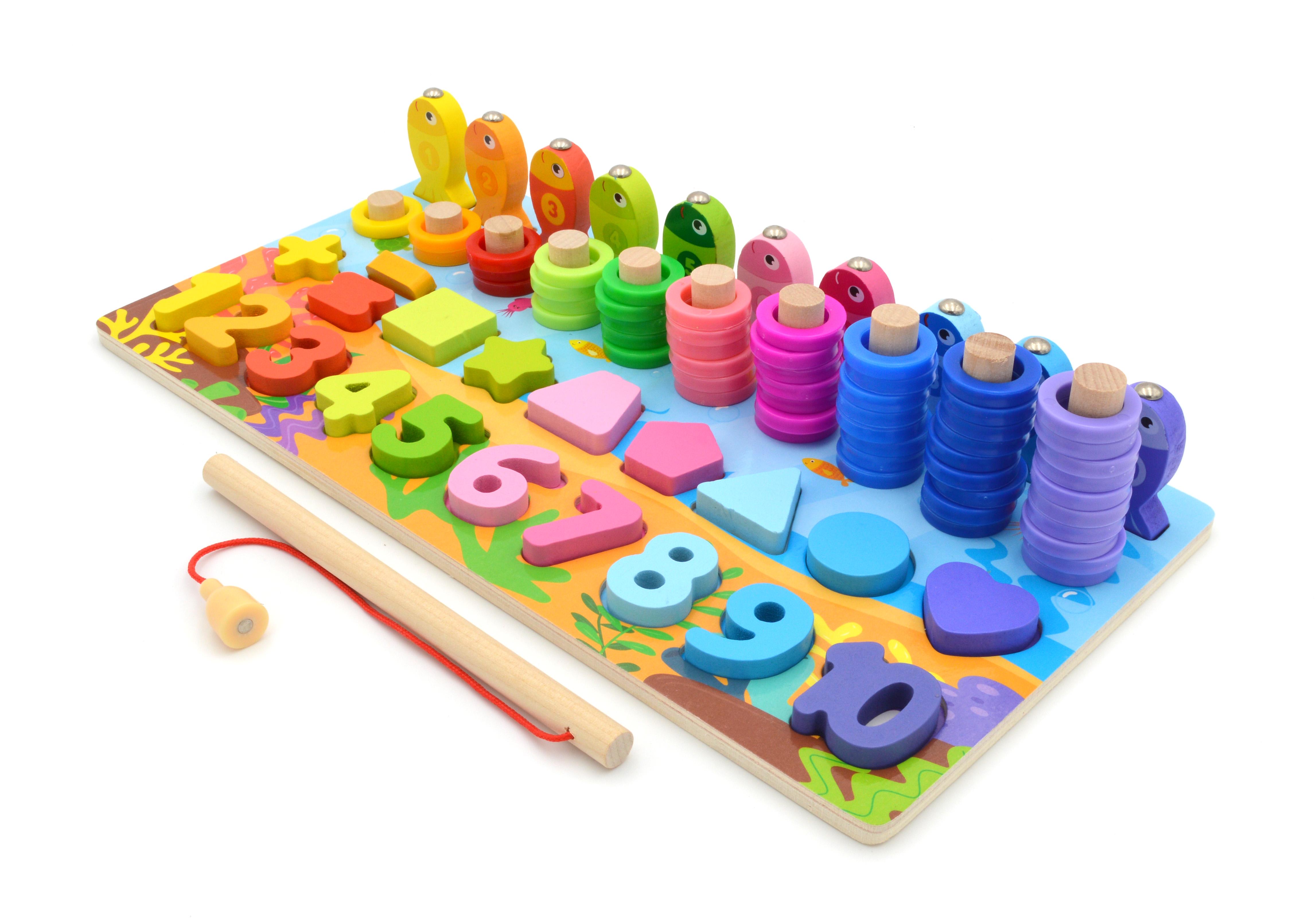 Логическая доска деревянная сортер/рыбалка/цифры/формы/цвета (32521)