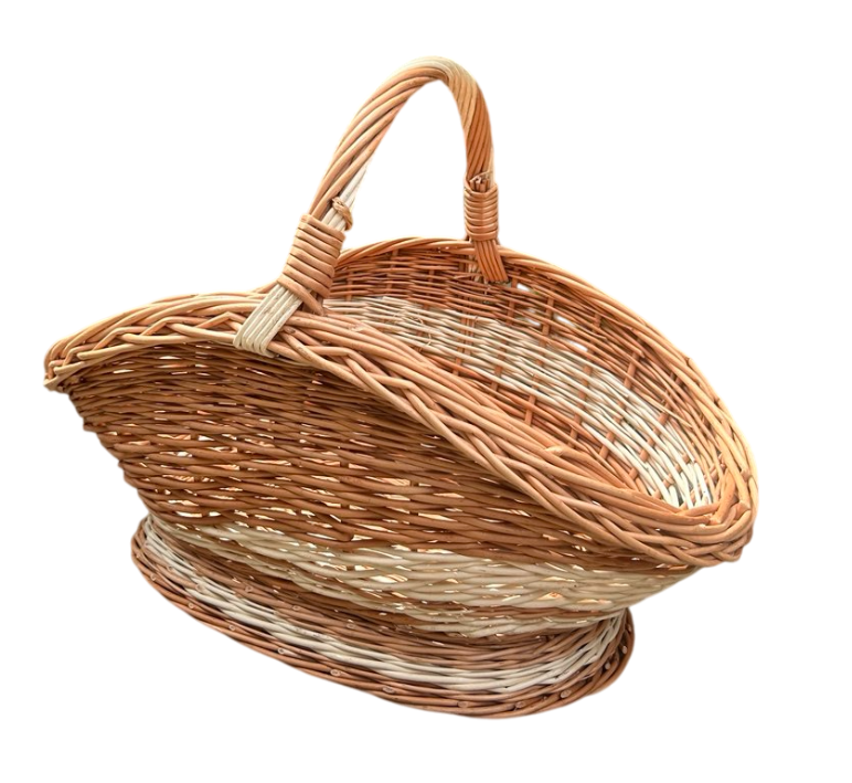 Корзина широкая плетеная из лозы Сімейний Затишок Белый/Коричневый