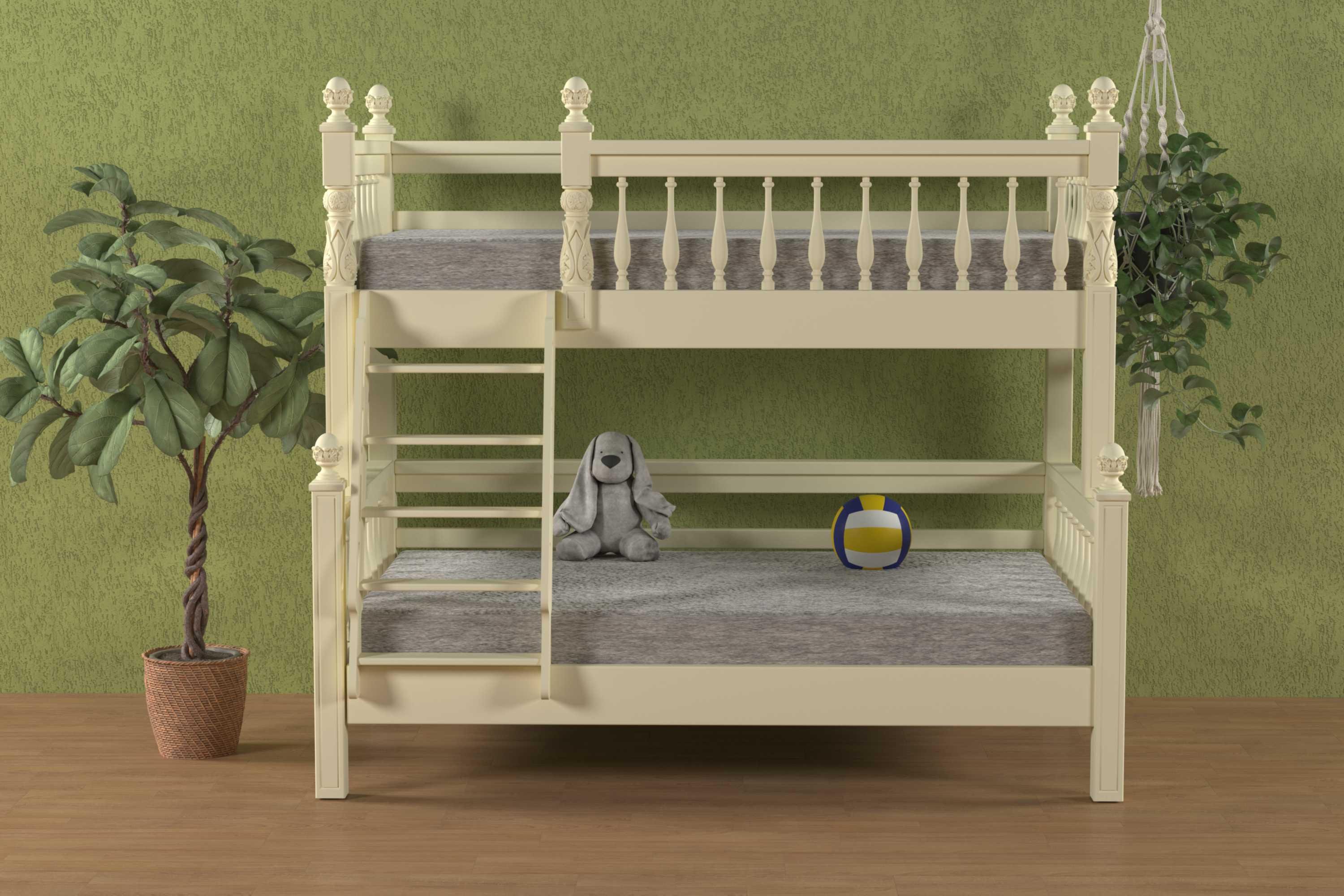 Ліжко двоярусне з ясеня з драбинкою 200х120/200х90 см (27791689) - фото 2 Ліжко двоярусне з ясеня з драбинкою 200х120/200х90 см (27791689) - фото 2