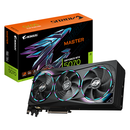 Відеокарта Gigabyte NVIDIA GeForce RTX 5070 AORUS MASTER 12 Гб 28000 MHz Black (GV-N5070AORUS M-12GD) - фото 4