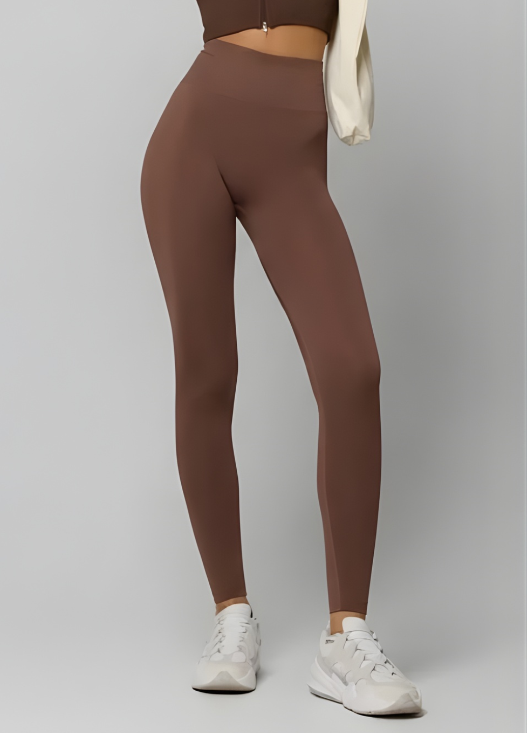 Лосины однотонные пуш ап женские для тренировок и повседневности с высокой посадкой гладкие S Коричневый (70237/S)