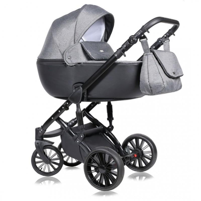 Коляска Quali Prado P05 универсальная с дождевиком и чехлом на ножки 2в1 Серый/Черный