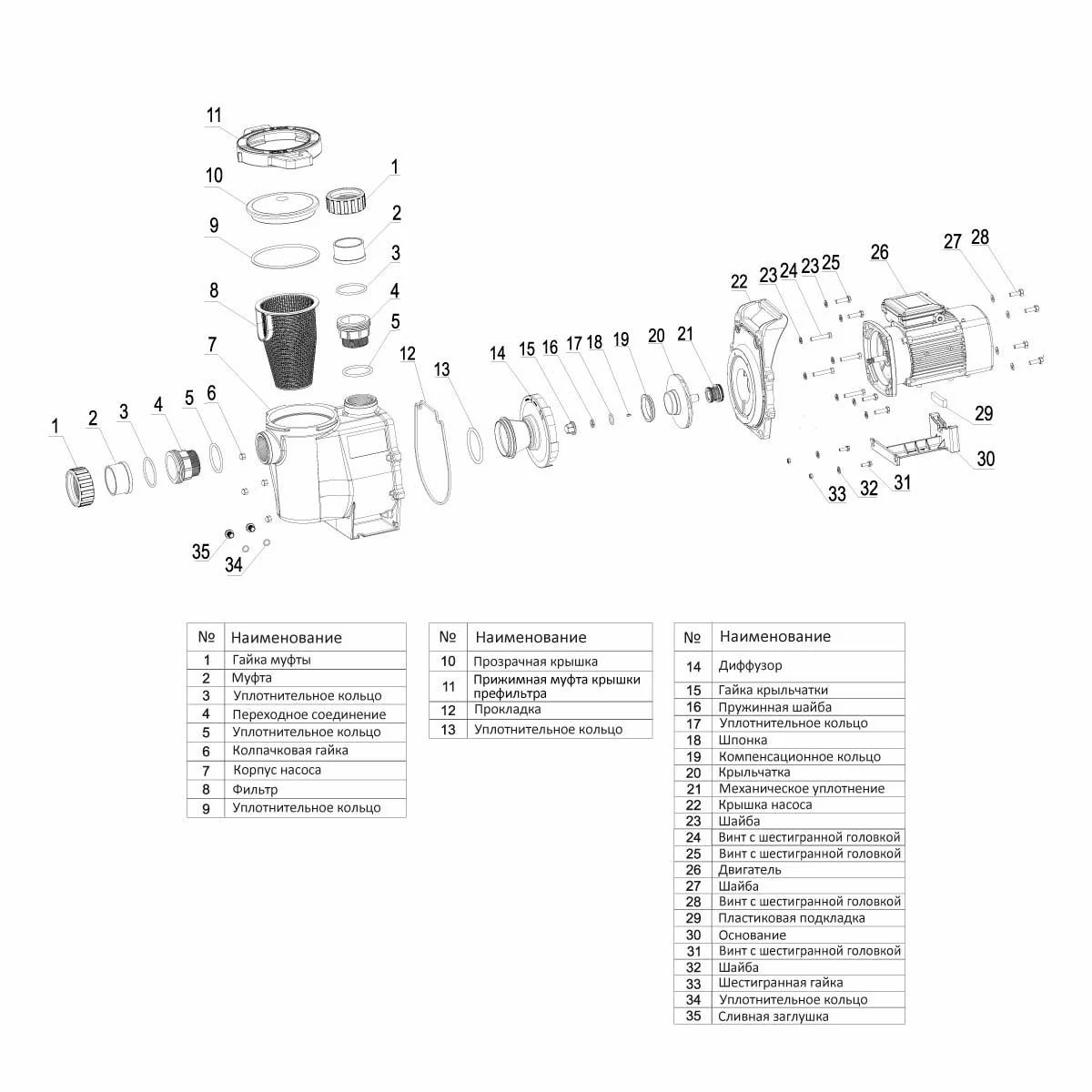 Насос Aquaviva LX PRO SWPB100M 11,5 м3/ч 1 HP 220 В (14477396) - фото 2