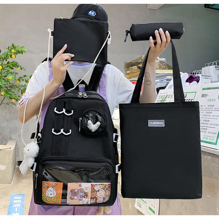 Шкільний рюкзак для дівчинки Ведмедик з значком-зайчик 4в1 5-11 клас Чорний (27667902) - фото 2 Шкільний рюкзак для дівчинки Ведмедик з значком-зайчик 4в1 5-11 клас Чорний (27667902) - фото 2