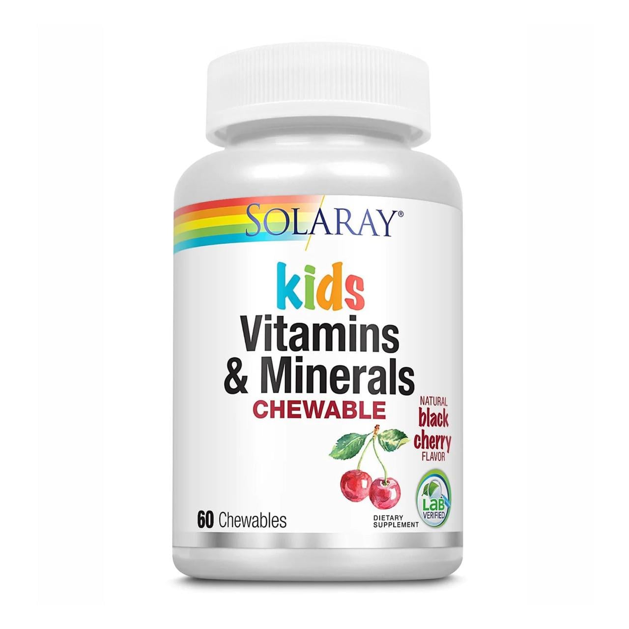 Вітаміни дитячі Solaray Kids Vitamins & Minerals Смак чорної вишні 60 таблеток