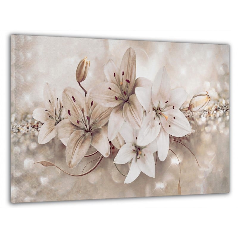 Картина на стену в гостиную/спальню Абстракция с белыми лилиями 60x100 см (MK10152_M)